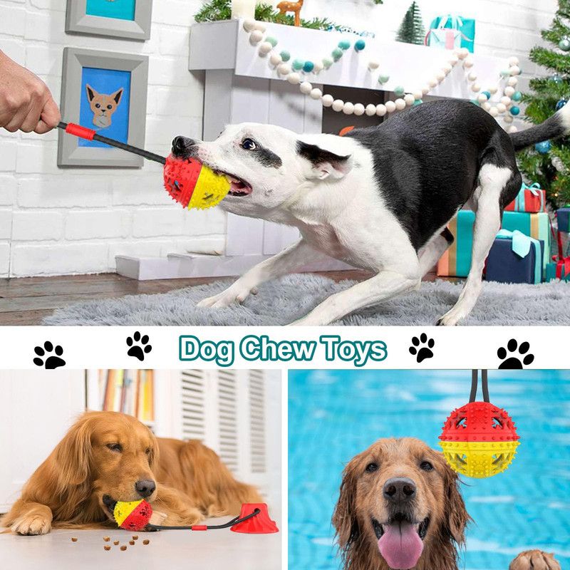 Dog Toys Suction Cup & Teething Ball for Aggressive Chewers Rope Ball