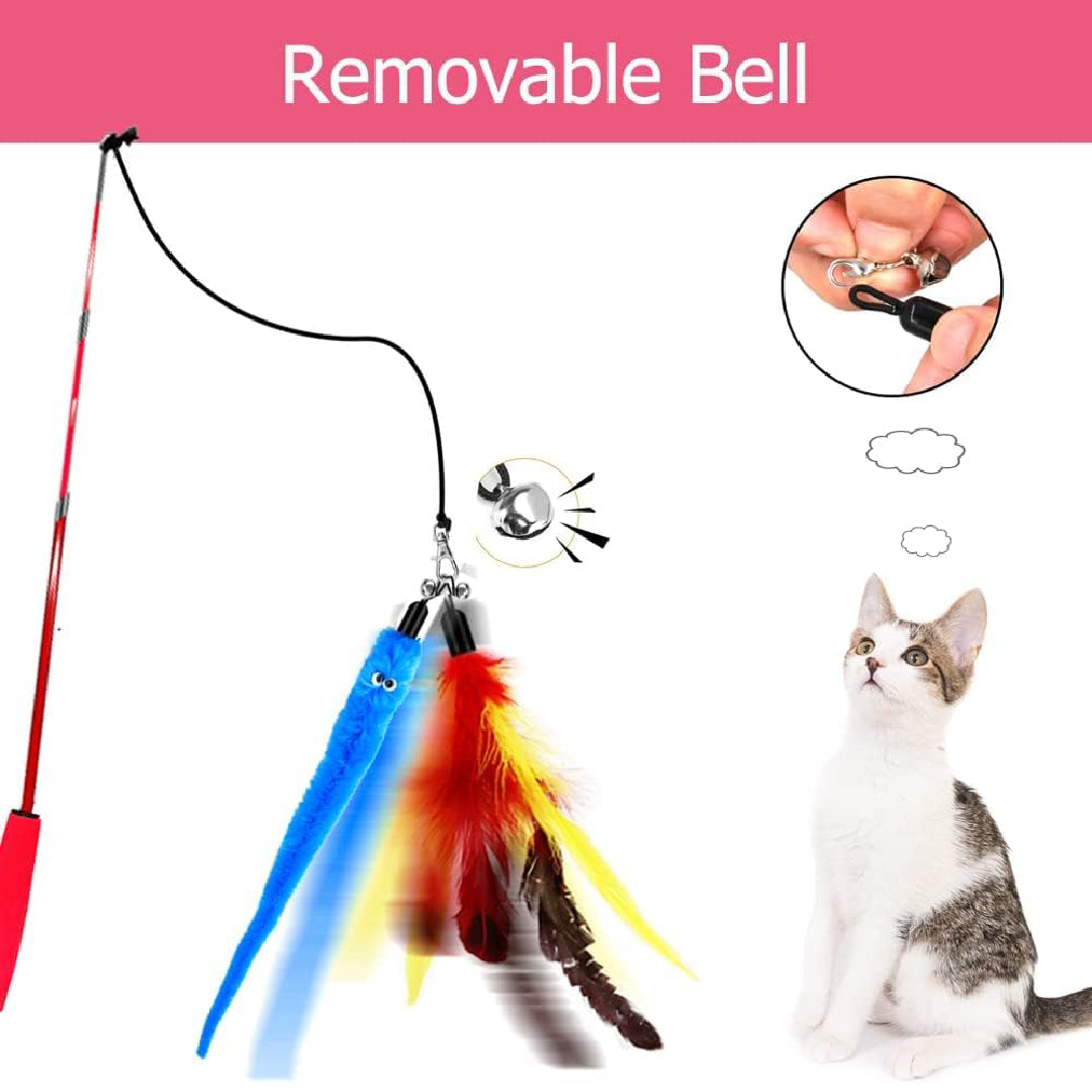 Interactive Cat Toys 2 Wand Teaser Toys & 10 Cat Feather Refills