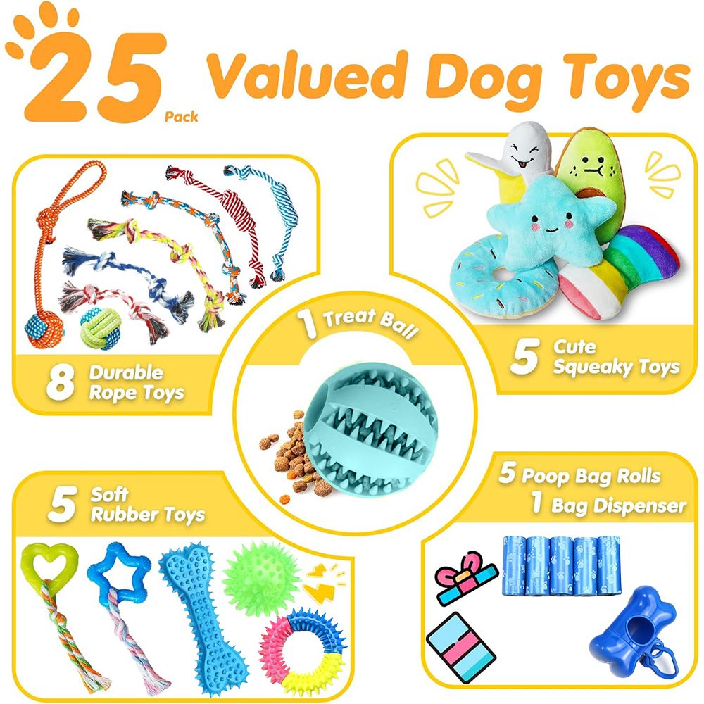 25 Pack Luxury Dog Toys