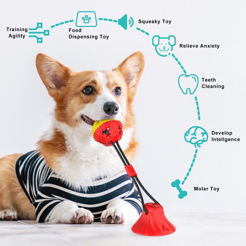 Dog Toys Suction Cup & Teething Ball for Aggressive Chewers Rope Ball
